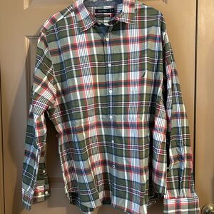 Nautica Olive, Red & Navy Plaid Button-Down Shirt